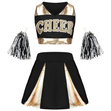 Imagem de AGCOAH Fantasia de líder de torcida para mulheres, fantasia de líder de torcida, fantasia de torcida para Halloween, cosplay, vestido preto, G