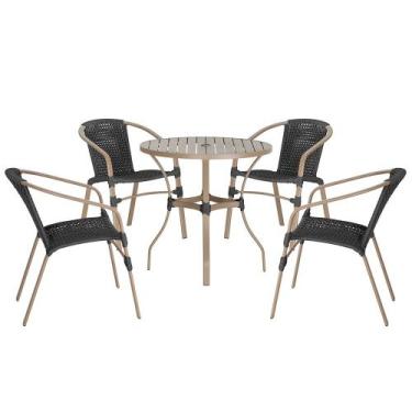 Imagem de 04 Cadeiras Floripa e Mesa Roma 100Cm Fendi e Corda Nautica Trama Orig