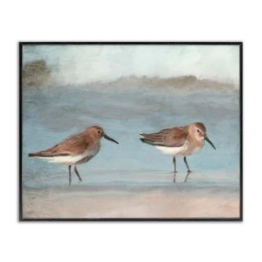 Imagem de Stupell Industries Little Two Sandpiper Pair Design de arte giclée emoldurado preto por Kim Allen, 76 x 61 cm