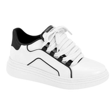 Imagem de Tenis Feminino Cadarço Grosso Recortes Moleca Novo 5816105, Branco pre