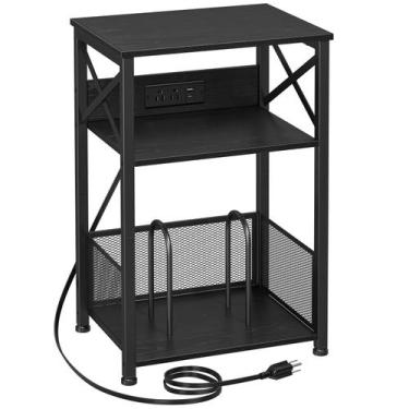 Imagem de Suporte para toca-discos AMHANCIBLE HETCD01BK-1 com estação de carrega