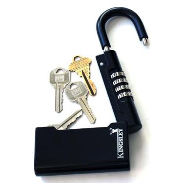 Imagem de Kingsley Guard-a-Key Cofre preto portátil para corretores de imóveis, caixa de bloqueio de combinação segura para chaves de casa, corretores de imóveis, aluguéis de férias, preto (1 pacote)