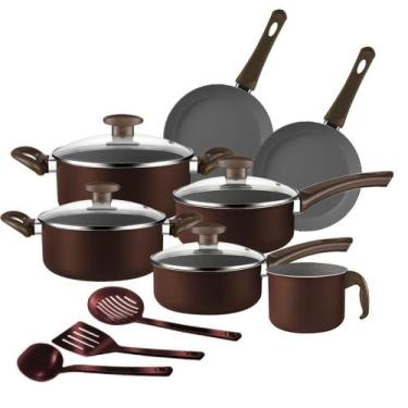 Imagem de Conjunto de panelas 10 peças antiaderente - DITALIA, Chocolate