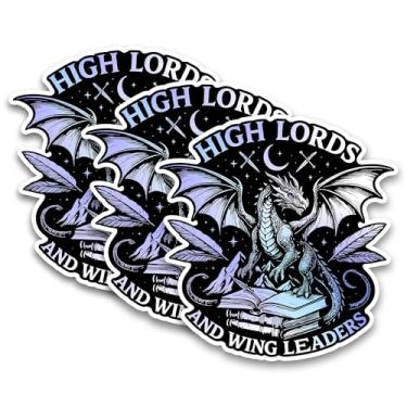 Imagem de Conjunto de 3 peças adesivos High Lord and Wing Leaders ACOTAR Quarta asa Dragon Smut Dark Romance Presente para leitores à prova d'água 7,6 cm de vinil cortado para garrafa de água, laptop, telefone