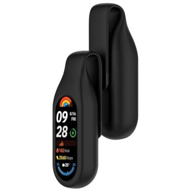 Imagem de LOKEKE Compatível com fivela suspensa de silicone Xiaomi MI Band 10, capa protetora de silicone com clipe de aço, compatível com Xiaomi MI Band 10/9/8 (preto)