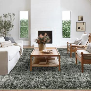 Imagem de GarveeHome Tapetes laváveis de 25 x 30 cm para sala de estar, quarto grande, debaixo da cama, lã sintética, macia, antiderrapante, floral, boho, vintage, extra grande, para sala de jantar, escritório