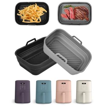Imagem de Forro de silicone para fritadeira de ar dobrável, pacote com 2 para fritadeira de ar fina de 1,5 kg Bella, acessórios de inserção de cesta de silicone para airfryer reutilizáveis, antiaderente, fácil