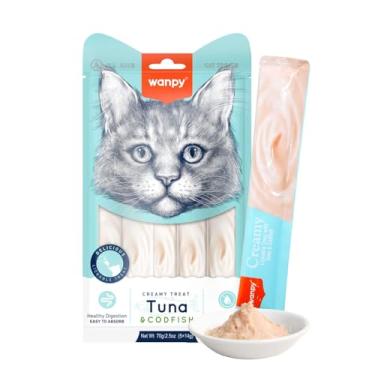 Imagem de Petisco Wanpy Truly Creamy para Gatos – 5 tubos de 14g (5 Unidades, Atum e Bacalhau)