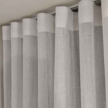 Imagem de Cortina Wave Gaze de Linho com Forro Microfibra Trilho Suíço MAX Largura 6,00m Altura 2,40m (Branco)