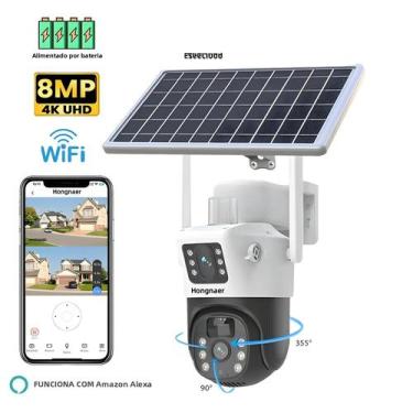 Imagem de Câmera De Vigilância Externa PTZ WiFi Sem Fio De 8MP Com Painel Solar 
