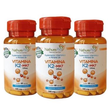 Imagem de Kit 3 Vitamina K2-MK7 60 Cápsulas 500mg - NathurePro
