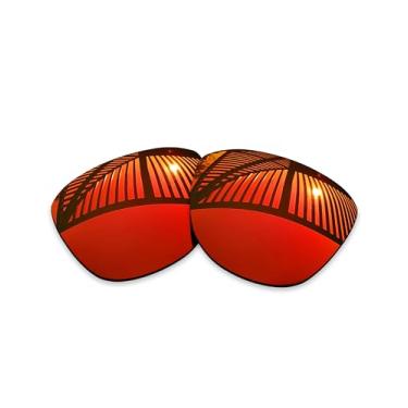 Imagem de MYCOURAG Lentes de reposição polarizadas com proteção UV para óculos de sol Oakley Frogskins OO9013 – Vermelho fogo espelhado revestido polarizado