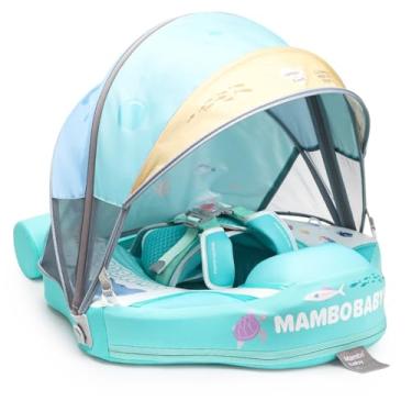 Imagem de FLTTAIN Boia Mambobaby 2025 Com Capota E Cauda Para Bebês, Piscina Infantil Não Inflável, Material Adequado A Pele, Meninos De 3 24 Meses, Verde (Edição Luxo)