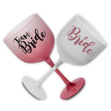 Imagem de 8 Taças Team Bride 580ml Degrade Rose Despedida Solteira - PLANETARTE