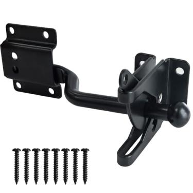 Imagem de SUGOOE Trava de portão autotravante resistente, trava de porta de privacidade para cerca de madeira, portão de madeira e portões de metal, adequada para piscina segura, quintal, jardim, preto (longo)