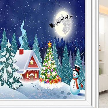 Imagem de Película de janela de privacidade de Natal, impressão de estilo natalino, filme de vidro para sala de estar e escritório em casa, L90 x C 190 cm