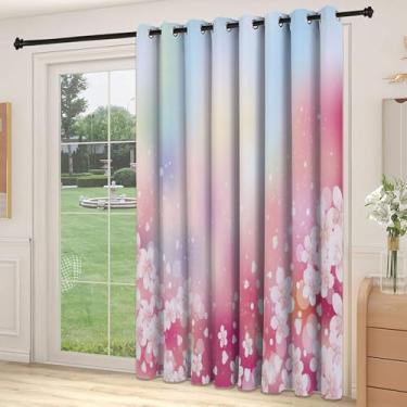 Imagem de Divisória de parede de cortina de sala pastel, natureza japonesa, Sakura, flores de cerejeira, romântica, nebulosa, sonhadora, alegre, adequada para portas de vidro deslizantes, cortinas térmicas de