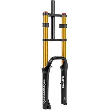 Imagem de Garfo De Bicicleta Gorda Lavse 20 Ih Garfo De Ar Garfo De Suspensão De Bicicleta De Neve 20" 4.0 Pneu Gordo E-bike Garfo De Ombro Duplo 1-1/8" Curso Reto 110mm Ajuste De Rebote Qr 9mm, Gold, 20''