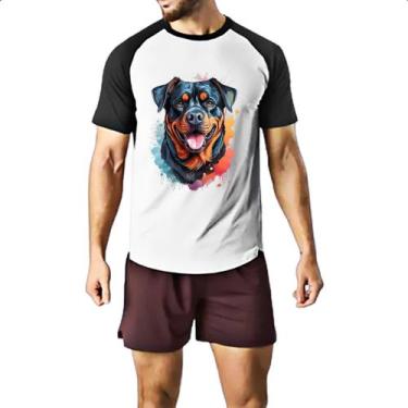 Imagem de Camiseta Raglan Rottweiler Watercolor Arte - Alearts, GG