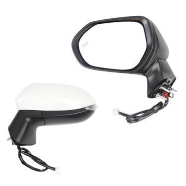 Imagem de Dasbecan Espelho lateral do motorista branco compatível com Toyota Corolla 2019-2022 porta esquerda retrovisor retrovisor aquecido manual ajuste de potência com detecção de ponto cego conjunto de seta