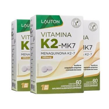 Imagem de Kit 3x Vitamina K2 Mk7 Menaquinona 149mcg 60 cápsulas Lauton - Lauton 