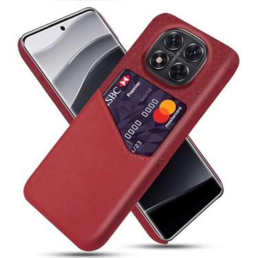 Imagem de Capa para Xiaomi Redmi Note 14 PRO 5G,Tela e tampa de couro PU,Antideslizante,360°cobertura completa à prova de choque com 1 slot de cartão atrás,Prevenção de queda-Red