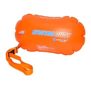 Imagem de oshhni Boia de natação para águas abertas, boia de puxar, compacta, espessa, inflável de alta visibilidade, bolsa seca, de reboque para triatletas, Laranja