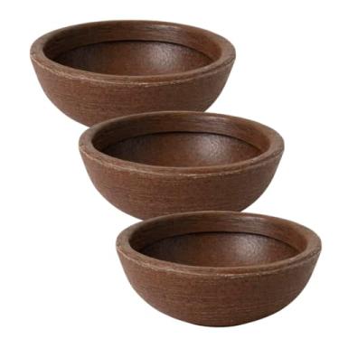 Imagem de vaso para plantas e flores mini cuia bacia 22cm cactos suculentas decoração (Marrom, 3 unidades)