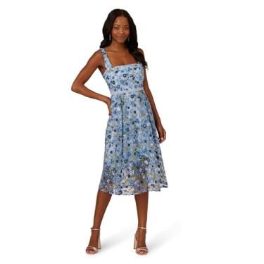 Imagem de Adrianna Papell Vestido midi bordado floral feminino, Azul multi, 40