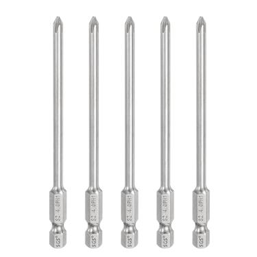 Imagem de HARFINGTON 5 peças de chave de fenda Phillips número 1 PH1 haste sextavada de 1/10.2 cm (100 mm) de comprimento 0.4 cm Brocas magnéticas de cabeça cruzada S2 Chave de fenda industrial de aço para