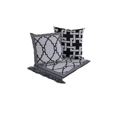Imagem de Kit Xale Para Sofá Com Franja Grécia 5 Peças 1,35m X 1,35m 60% Algodão - 40% Poliéster...