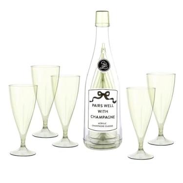 Imagem de Santa Barbara Design Studio Pacote com 5 taças de champanhe Party com haste de acrílico empilhável, 170 g, pares bem