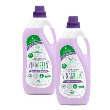Imagem de Kit 2 Amaciante 2L Vegetal Vinagre Natural Roupas Delicadas Bebê Máquina Manual Odor Algodão Sustentável Sem Corantes 25 Lavagens Hipoalergênico Álcool (Campos de Lavanda)
