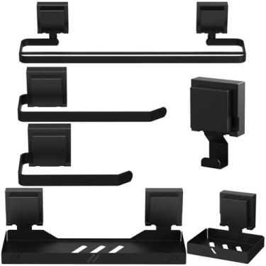 Imagem de Kit Acessórios De Banheiro Ventosa Preto 6 Peças Duplo F.Max - Fassin 