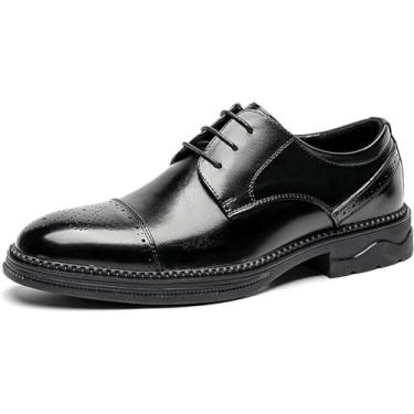 Imagem de Sapatos Brogues De Couro Formal De Casamento Clássico Para Homens Vestido Oxfords Sapato De Wingtip De Negócios Para Baile De Formatura, Black, 47 EU