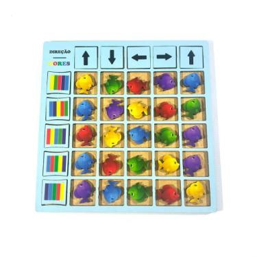 Imagem de Jogo Educativo Peixes com Setas e Cores  MDF 3mm Coordenação e Raciocí