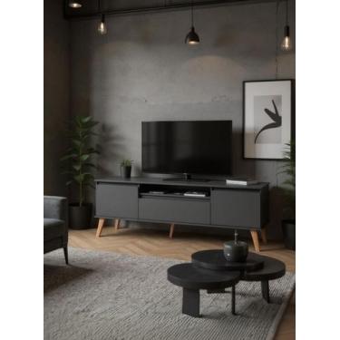 Imagem de Rack para TV 180cm Retro Mdf Dallas - On Móveis, Grafite