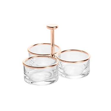 Imagem de PETISQUEIRA TRIPLA DE VIDRO C/ARO E PUXADOR ROSÉ RIALTO