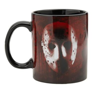 Imagem de Paladone Máscara de hóquei Jason Voorhees Friday the 13th Caneca de cerâmica extragrande GG, copo oficialmente licenciado para café, chá e chocolate quente, mercadoria de filmes de terror para