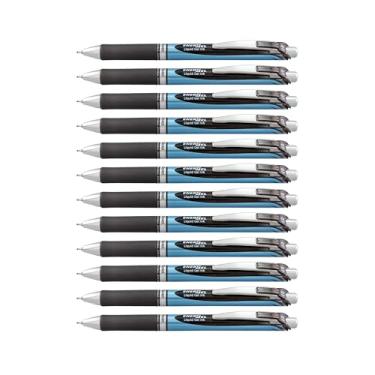 Imagem de Pentel EnerGel RTX Caneta de tinta gel retrátil, ponta média, ponta agulha, tinta preta, caixa com 12 (BLN77-A)