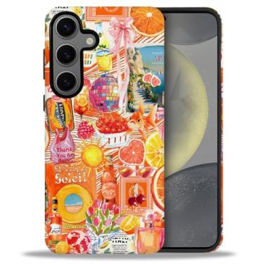 Imagem de DAIZAG Capa para Samsung Galaxy S24 Plus, capa de proteção de nível militar, colagem de frutas laranja brilhante estética (amassada)