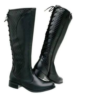 Imagem de Bota Montaria Feminina Coturno Cano Longo Cadarço Atras - PARLO, 38, P