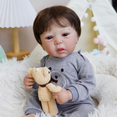 Imagem de Boneco Bebê Reborn Brastoy Silicone Realista 48cm Kit Acessórios Conju