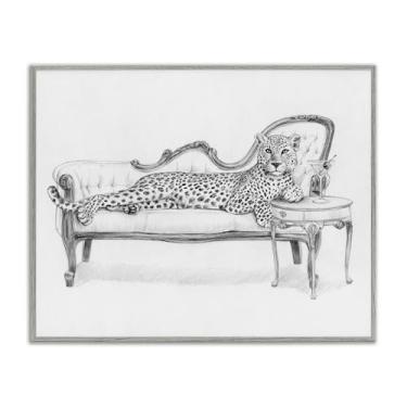 Imagem de Stupell Industries Design de arte giclée com moldura cinza chita da Besta Lounging por Victoria Barnes, 28 x 35 cm