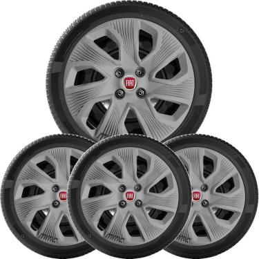 Imagem de 4X Calota Fiat Grand Siena Punto Palio Aro 15 Grafite 214Cp