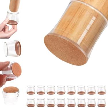 Imagem de Protetor para Pes de Cadeira de silicone Kit 16 Peças 3,5cm x 3cm Protetor Piso de Cadeira Transparente e Antiderrapante com Almofadas de Feltro, Protetores Pé Cadeira Evite Arranhões e Reduza Ruídos