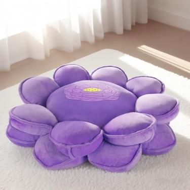 Imagem de Almofadas de chão de flor de lótus, almofada grande inspirada no design de flor de lótus, assentos decorativos para sala de estar, quarto e lounge, almofada de chão lavável macia para relaxamento e