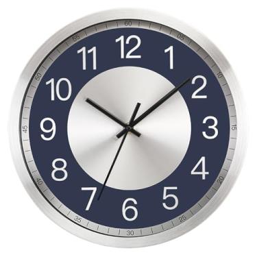 Imagem de Fzy.bstim Relógio de parede silencioso decorativo, relógio de parede analógico de aço inoxidável operado por bateria, preto, 30,5 cm