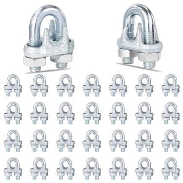 Imagem de 30 braçadeiras de corda de arame de 1/8 polegada, braçadeiras de cabo galvanizado M3 resistentes para cordas de barraca, barco, varais, fixadores de sela de parafuso em U para conexões seguras