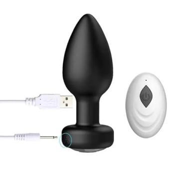 Imagem de Plug Anal de Silicone com Vibro – Estimulador Unissex, Macio, Confortável e à Prova d’Água, Tamanho Médio